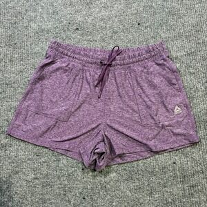 Reebok Women Sweat Shorts L Purple Pull On Drawstring Pockets Activewear